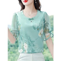 레이스 셔츠 쉬폰 블라우스 남방 플라워 슬림 꽃무늬