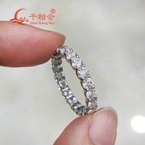 라운드 화이트 모이사나이트 이터니티 밴드 맞춤형 사양 링 925 스털링 실버 주얼리 반지 약혼 0.1ct 3mm