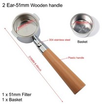 자동머신 에스프레소 밀리타 커피 머신 LIFENOVA 기계 밑면 필터 홀더 51MM 스테인레스 스틸 Portafilter 에스 프레소 도구, 2 Ear 51mm w