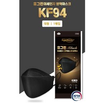 휴그린 미세먼지 방역마스크 kf94 대형 블랙, 200개