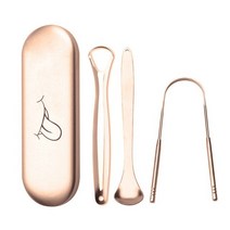 혀백태제거기 혀 백태 제거 스테인레스 구강 클리너 재사용 가능 세트 혀클리너 백태제거기, 02 로즈 골드