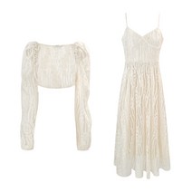 레이스 가디건 세트 여름 롱 원피스 끈나시 드레스 여름휴가 신혼여행 생일파티 여성스런 1