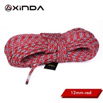 XINDA 캠핑 암벽 등반 로프 12mm 정적 로프 직경 고강도 끈 안전 등반 장비 생존, 12mm-Red-10meter