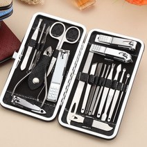 네일케어셋트 큐티클제거 손톱 용품 도구 셀프손톱관리 발톱 관리 뷰티 정리 세트 전문가용, LD-1147 네일케어셋트(19종)_블랙