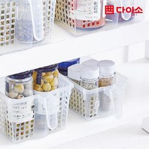 [다이소]손잡이 정리 수납함 바구니 1호 -1029206, 1개, 투명