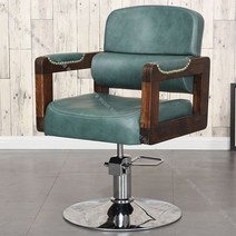 레트로 고급 바버샵 이발소 미용실 의자 헤어샵 체어 인테리어 복고풍, 그린 발판없음