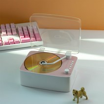 CD 플레이어 레트로 영어학습 디스크 귀여운 선물 워크맨 오디오 외부, 핑크