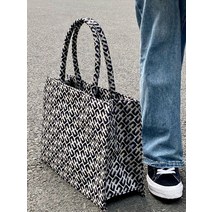 웨어러블 컴포티 자카드 캔버스 가방 토트 숄더 쇼퍼 스퀘어 백