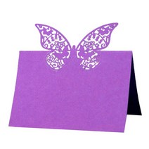 생일축하카드 팝업카드 메세지 세트나비 레이저 컷 테이블 이름 장소 카드, 05 Purple_01 9x12cm