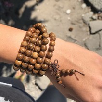108배 염주 단주 향나무 보리수 묵주 불교 목걸이 참 108 비즈 나무 팔찌 80, 갈색