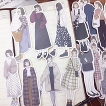 노트북스티커 캐리어스티커 경찰서 로맨틱 프랑스 소녀 핸드북 스티커 세트 15 귀여운 캐릭터 유럽 여성 생활 일상 장식, [02] style 2