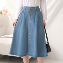 [올리비에클로짓(OLIVIERs CLOSET)] [올리비에스클로젯] 버튼 데님 플레어 스커
