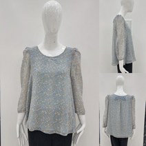 꼼빠니아 라운드넥 퍼프소매 플라워 프린트 블라우스 CACU4-WRB320