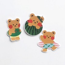 아트박스/일레갈로 썸머 일레베어 곰돌이 다꾸 낱장 조각 스티커 팩 세트, 본품, 옵션선택:본품