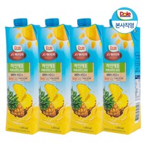 Dole 돌 100% 과즙주스 1000ml 4개 파인애플 주스, 1L
