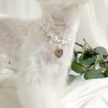 [무료각인이벤트/당일배송]데댕 강아지 고양이 수제 인식표 진주목걸이, 진행, 그레이