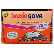 Goya Sazon Coriander Annatto Seasoning 고야 사존 코리앤더아나토 시즈닝 20개입 3.52oz(100g) 2팩, 1개
