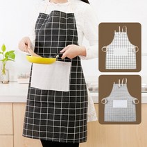 모던체크 린넨앞치마/앞치마/요리/예쁜앞치마/릴넨앞치마/까페앞치마/ 작업용앞치마/캐주얼앞치마/공방앞치, 화이트