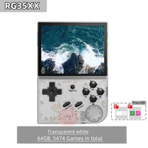 anbernic rg35xx portableretro 휴대용 ​​게임 콘솔 3.5 인치 ips 스크린 비디오 게임 콘솔 리눅스 시스템 클래식 게임 에뮬레이터, 화이트 티 64g, 가방으로