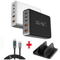 UM2 200W C타입 PD PPS 접지 초고속 멀티충전기 맥북프로 16인치 노트북 삼성 아이폰 아이패드 LG그램 GAN2-MAX220W, 화이트+C타입케이블