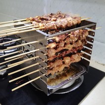 구이 꼬치 화로 그릴 양꼬치 기계 바베큐 스토브 가정용 실내 이국주 그릴판 탈부착식, [B형미디엄]스탠다드+그릴메쉬