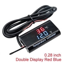 디지털 온도 전압계 DC 12V 0.56 인치 LED 디스플레이 전압 측정기 테스터 방수 패널 자동차 보트 바이크 오토바이, [01] 0.56 inch Red