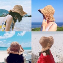 플랫28 여름 바캉스 자외선차단 와이어 벙거지 왕골모자 밀짚모자 비치모자 4컬러