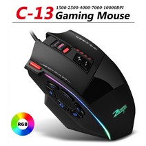 ZELOTES C-13 사이드 버튼이있는 RGB 게임용 마우스 매크로 프로그래밍 10000 인치 당 점 조정 가능한 13, 한개옵션0, 한개옵션1