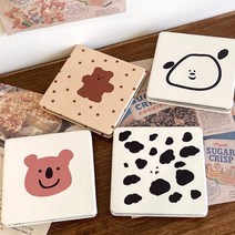 포켓 휴대용 손거울 미니 화장 여행 캐릭터, 갈색곰