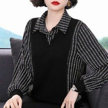 SJW M~4XL 봄가을 블라우스 티 카라 남방셔츠 긴팔 엄마옷 중년여성 40대 50대