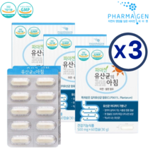 파마젠 유산균의 아침 신바이오틱스 셀렌 아연 프리바이오틱스 장용성캡슐 파마젠 유산균 3통, 60정, 3개