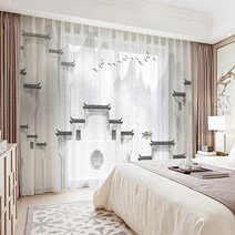 침실커튼 차이나 중국식 수묵 산수화 별장 호텔 응접실이 있다 티 민박 모델 하우스 방충망 4029926256