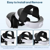 PSVR2 헤드셋용 조절 가능한 헤드 스트랩 압력 감소 PS VR2 액세서리용 향상된 지지력 및 편안한 균형 중력, [01] Black