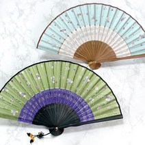 [박씨상방] 이색 미니 실크부채(연두 하늘)-고급부채집+매듭노리, 선택:베이지하늘