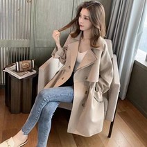 빌리즈빈 여성용 봄 가을 나들이 클랙식 데일리 숏 트렌치 코트 5024