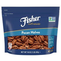 Fisher 피칸 반쪽 473.2ml(16온스) 무염 방부제 없음 글루텐 프리 GMO 비건 팔레오 케토 너트, Pecan Halves_24 Ounces (Pack o