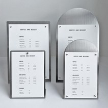 메탈 실버 A4 메뉴판 국내제작 스텐 테이블 스탠드 클립보드, A4 둥근돔형 (미니원형자석 4개포함)