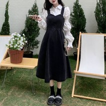 POMTOR 데님 멜빵 원피스 여 봄여름 미디엄 디자인 느낌 하트 조임 슬림 스커트