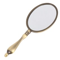 명품손거울 소형 금속 휴대용 메이크업 거울 손잡이 빈티지 여행 레트로 여성 골동품 화장품 이발사 미용, 01 As Shown, 01 As Shown