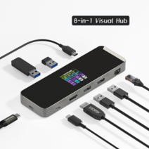 독케이스 USB C타입 멀티 맥북 프로 hdmi 비주얼 허브 Dockcase Smart Visual Hub 비주얼독, 분리형, 8-in-1