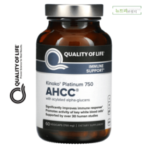 Quality of Life Labs 키노토 플래티넘 AHCC 항암작용 베타글루칸 면역지원 750MG 60베지캡슐