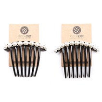 KNOTXKNOT 국내제작 진주 앤 큐빅 긴발 빗핀 2개 세트