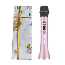 마이크 Lewinner L-698 무선 가라오케 마이크 블루투스 스피커 2-in-1 핸드 헬드 노래 녹음 iOSAndroi 용 휴대용 KTV 플레이어, 협력사, 핑크 선물 포장
