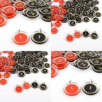 10P 양면 번호판 1~100 검정 51~60 아크릴키링제작 호텔키링, 빨강 1~10