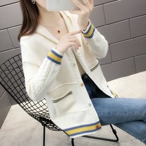 박시 니트가디건 여성 봄가을 계절 그물 레드 코트 상의 스윗 스웨터박스 핏아우터 3890168859, L, 화이트