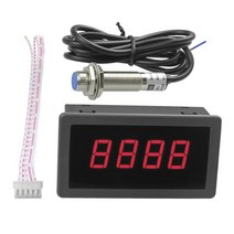 홀 근접 스위치 센서가있는 4 디지털 빨간색 LED 타코미터 RPM 속도계 NPN DC 8-24V 10-9999RPM 측정 게이지, 협동사