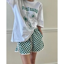 여성 체커보드 반바지 트레이닝 체크 팬츠