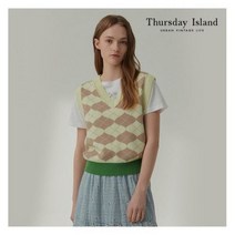 써스데이아일랜드 여성 아가일변형 배색 자카드 베스트(T212MVT131W) 396074