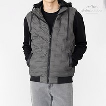 스타일에스 남성 빅사이즈 입체 패턴 탈부착 후드 웰론 패딩 조끼 점퍼