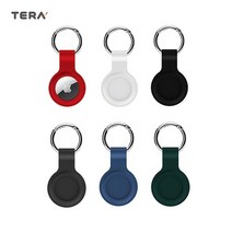 데일리어스 애플 에어태크 분실 방지 심플 디자인 키링 실리콘 젤리 케이스 + 단선방지, 레드